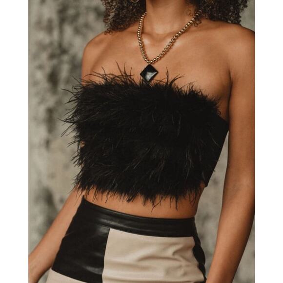 CHANEL Faux Feather Strapless Top - M - Picture 2 of 4